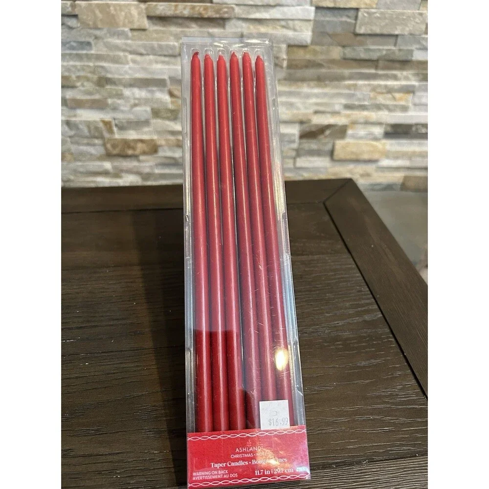 Ashland Ceramic Striped Christmas Taper Candle Holders Red White Green Bundle